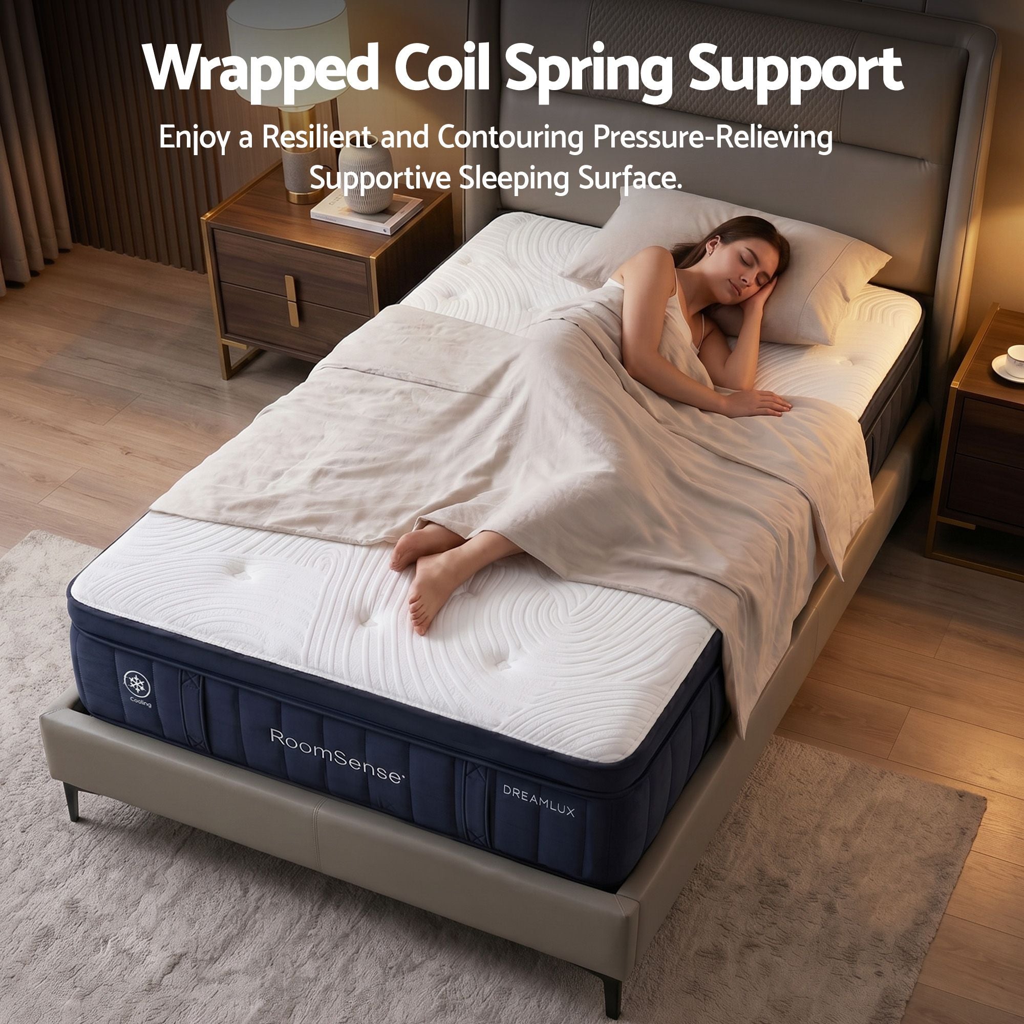 RoomSense Queen Mattress, 34cm Thick Medium Firm Hybrid Mattress for Back Pain Relief