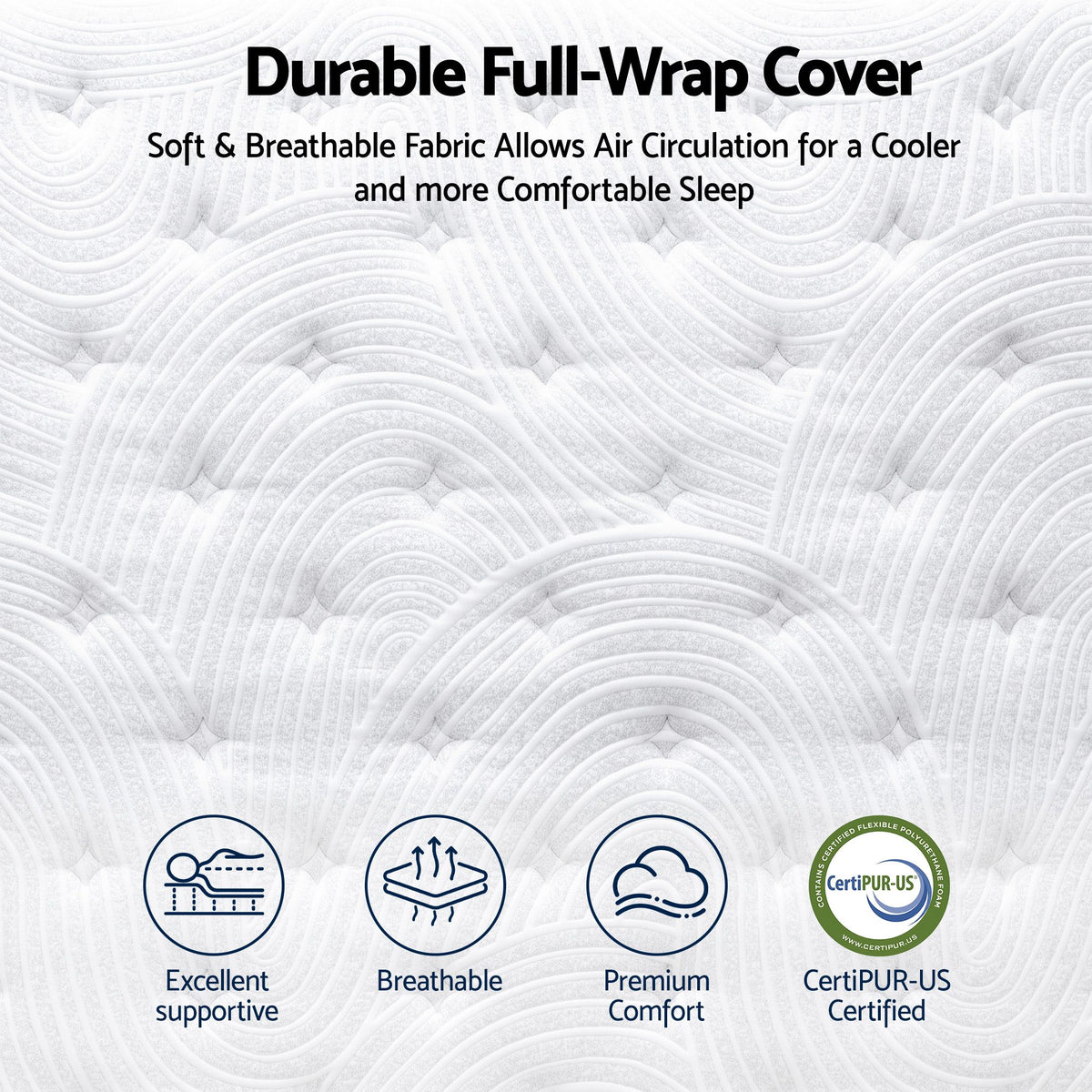 RoomSense Single Mattress, 34cm Thick Medium Firm Hybrid Mattress for Back Pain Relief