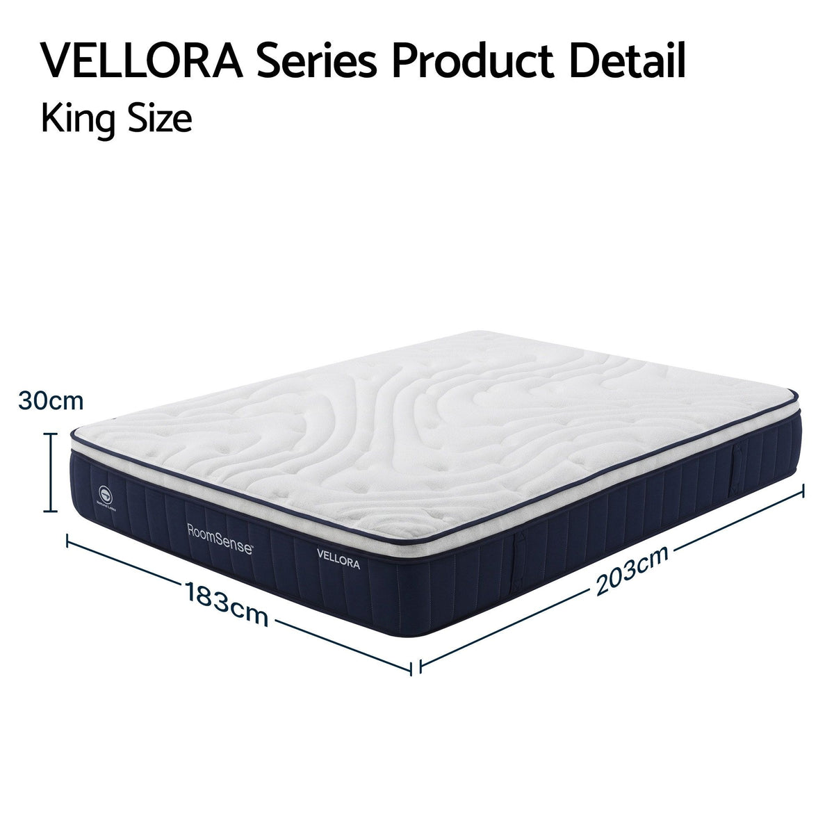 RoomSense King Mattress , 30cm Medium Firm Hybrid Mattress with Latex Lumbar Support for Back Pain Relief