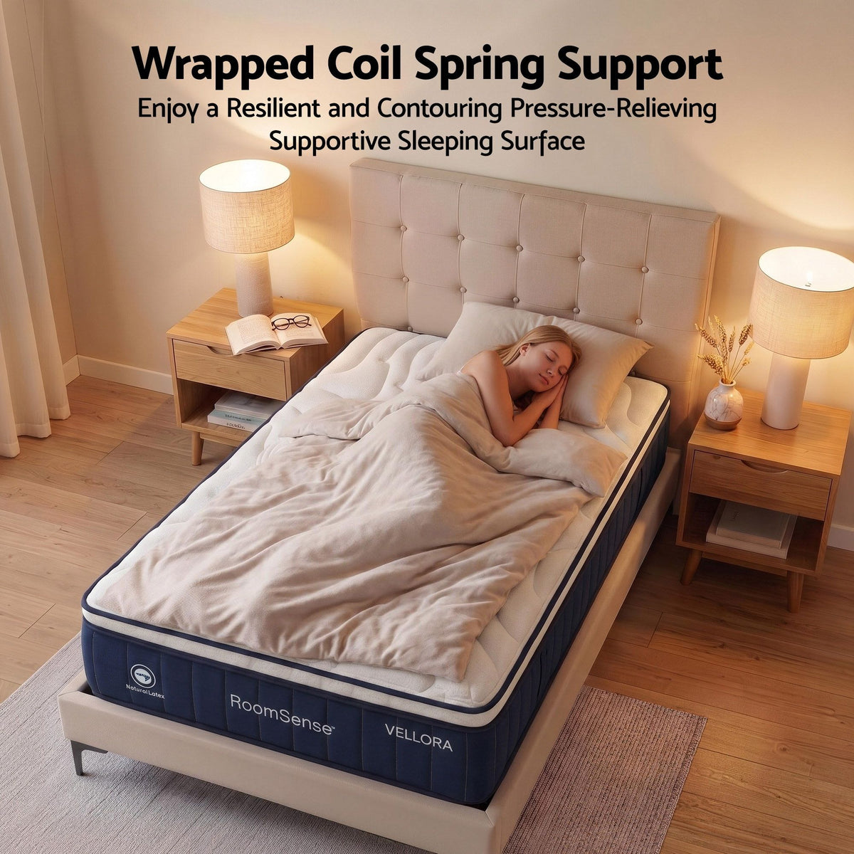 RoomSense King Mattress , 30cm Medium Firm Hybrid Mattress with Latex Lumbar Support for Back Pain Relief