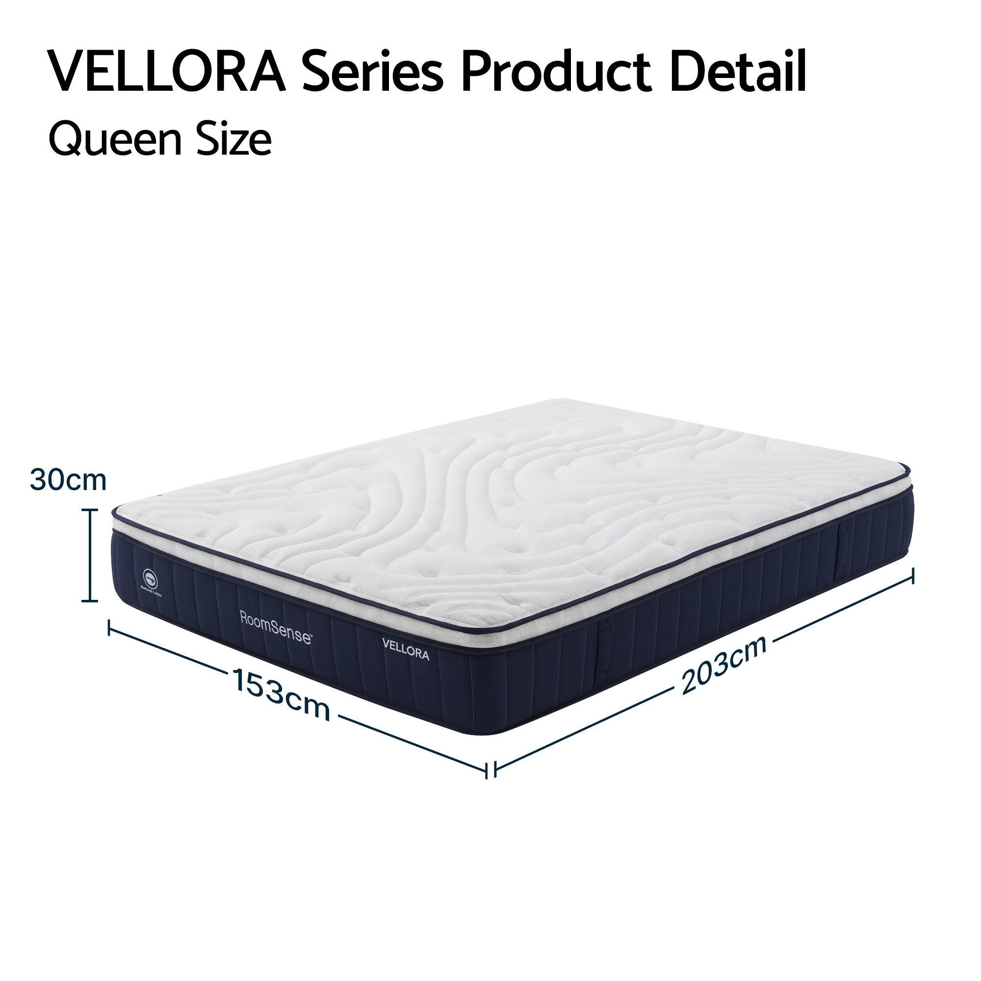 RoomSense Queen Mattress , 30cm Medium Firm Hybrid Mattress with Latex Lumbar Support for Back Pain Relief