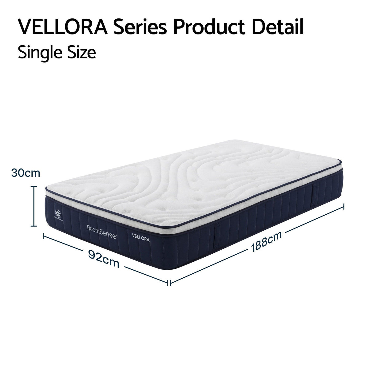 RoomSense Single Mattress , 30cm Medium Firm Hybrid Mattress with Latex Lumbar Support for Back Pain Relief