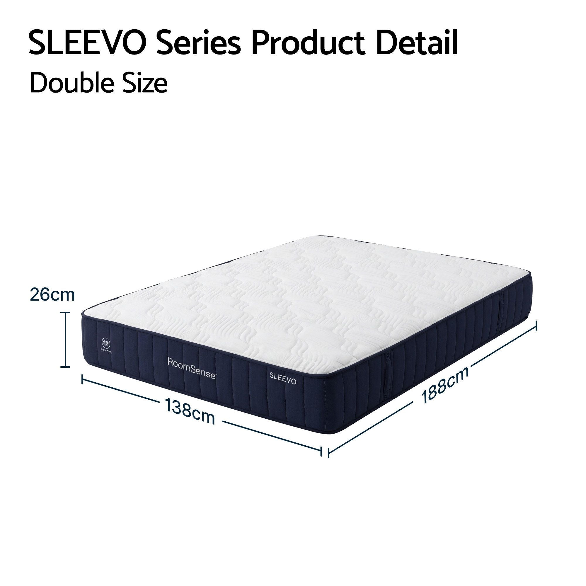 RoomSense Double Mattress, 26cm Orthopedic Firm Mattress for Back Pain Relief, Pocket Spring Hybrid Mattress Double Size