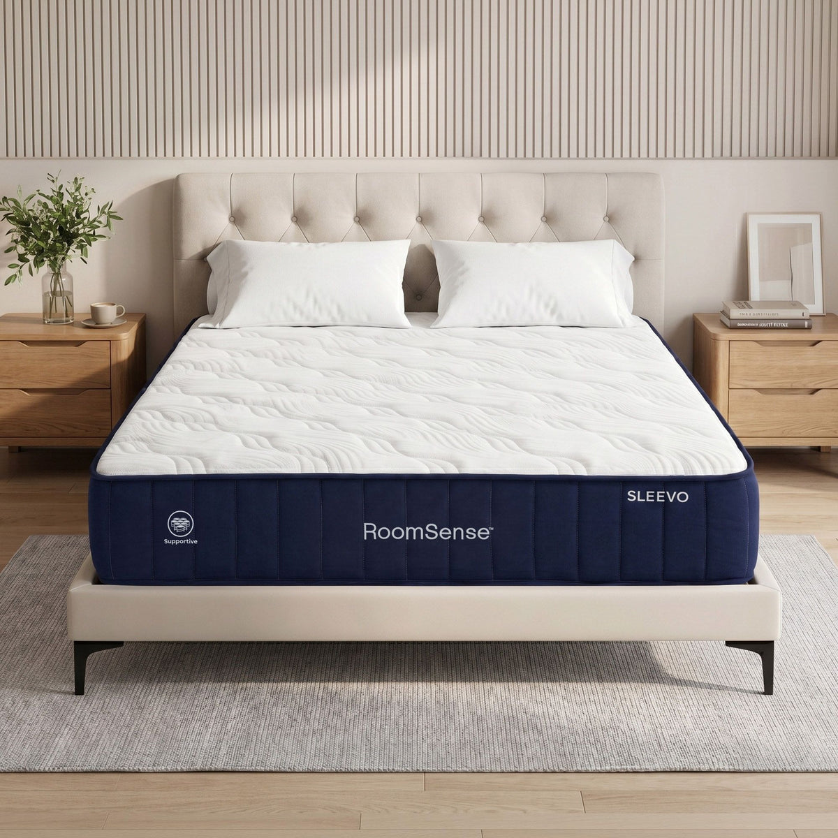 RoomSense Double Mattress, 26cm Orthopedic Firm Mattress for Back Pain Relief, Pocket Spring Hybrid Mattress Double Size
