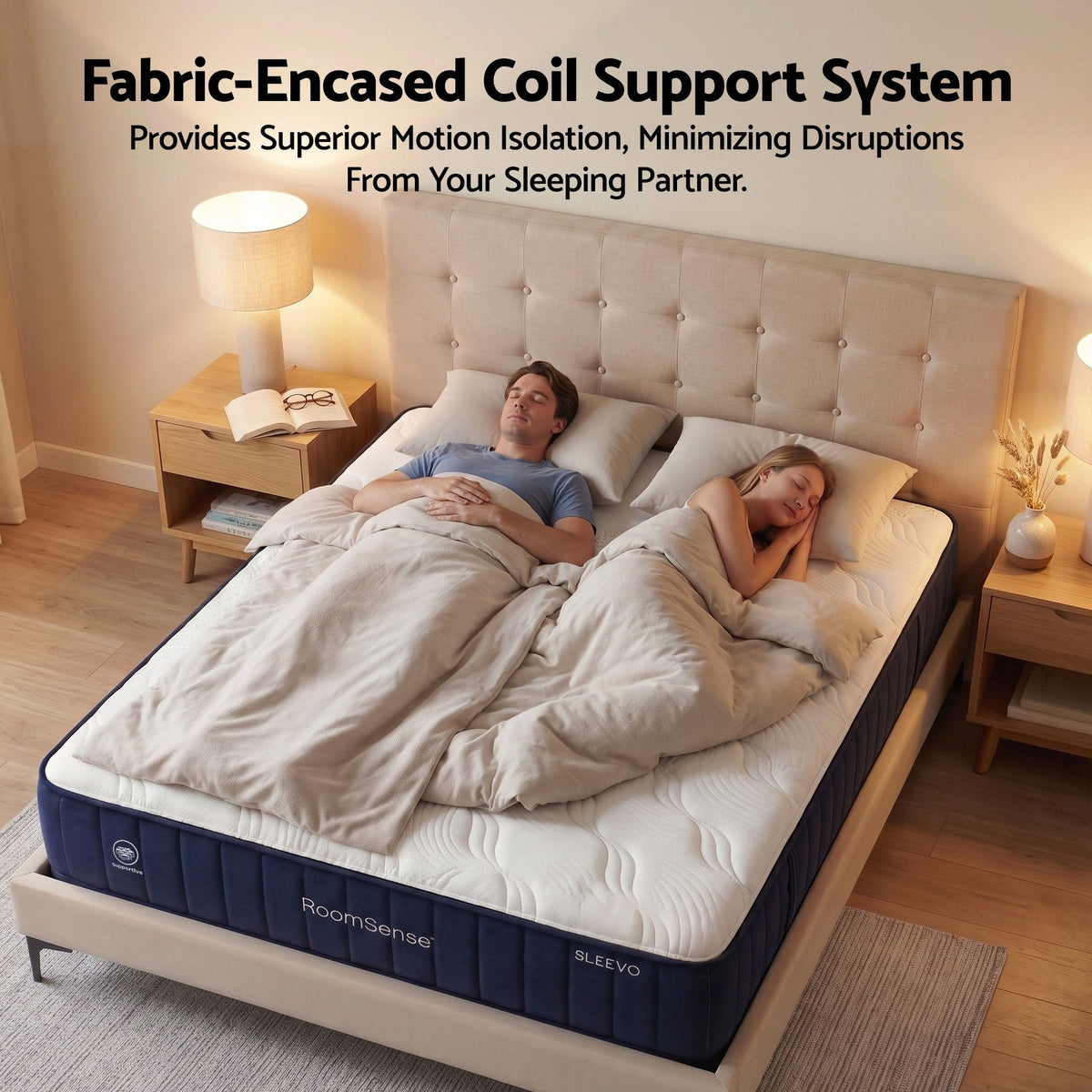 RoomSense Double Mattress, 26cm Orthopedic Firm Mattress for Back Pain Relief, Pocket Spring Hybrid Mattress Double Size