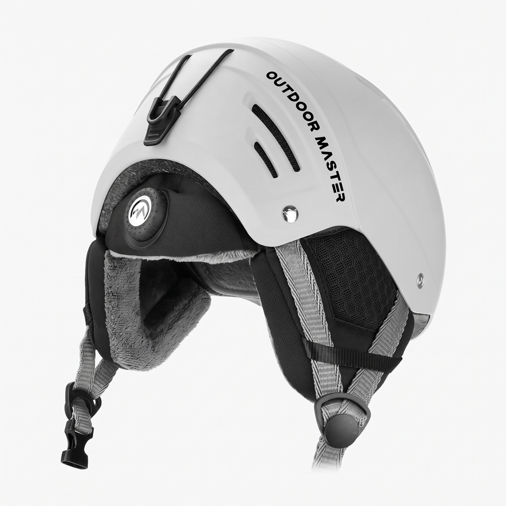 OutdoorMaster Kelvin II Ski Helmet - Snow Sport Helmet Snowboard Helmet White L