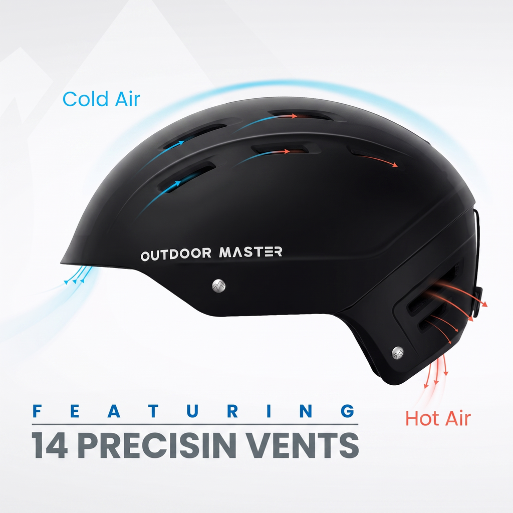 OutdoorMaster Kelvin II Ski Helmet - Snow Sport Helmet Snowboard Helmet White L
