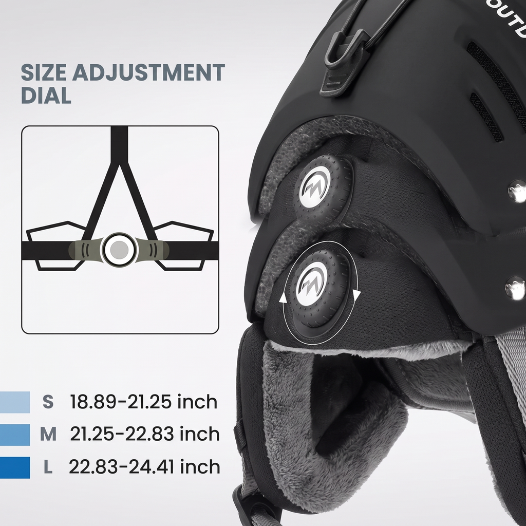 OutdoorMaster Kelvin II Ski Helmet - Snow Sport Helmet Snowboard Helmet White L