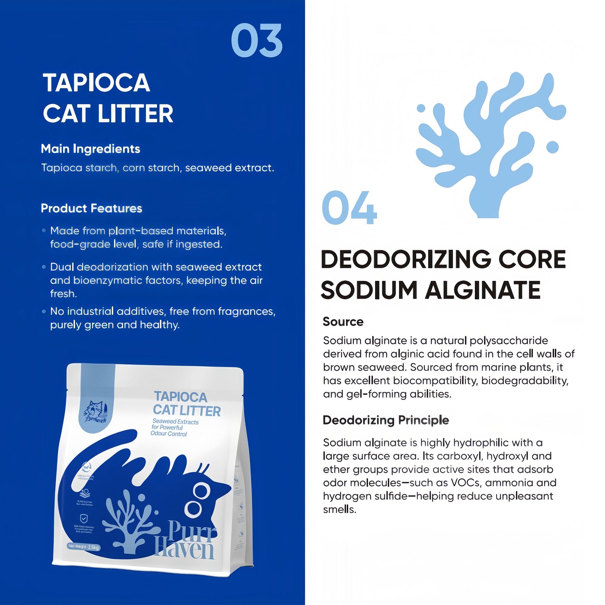 PurrHaven Tapioca Clumping Cat Litter 7.5kg 3 Pack Multi-Cat Dust Free