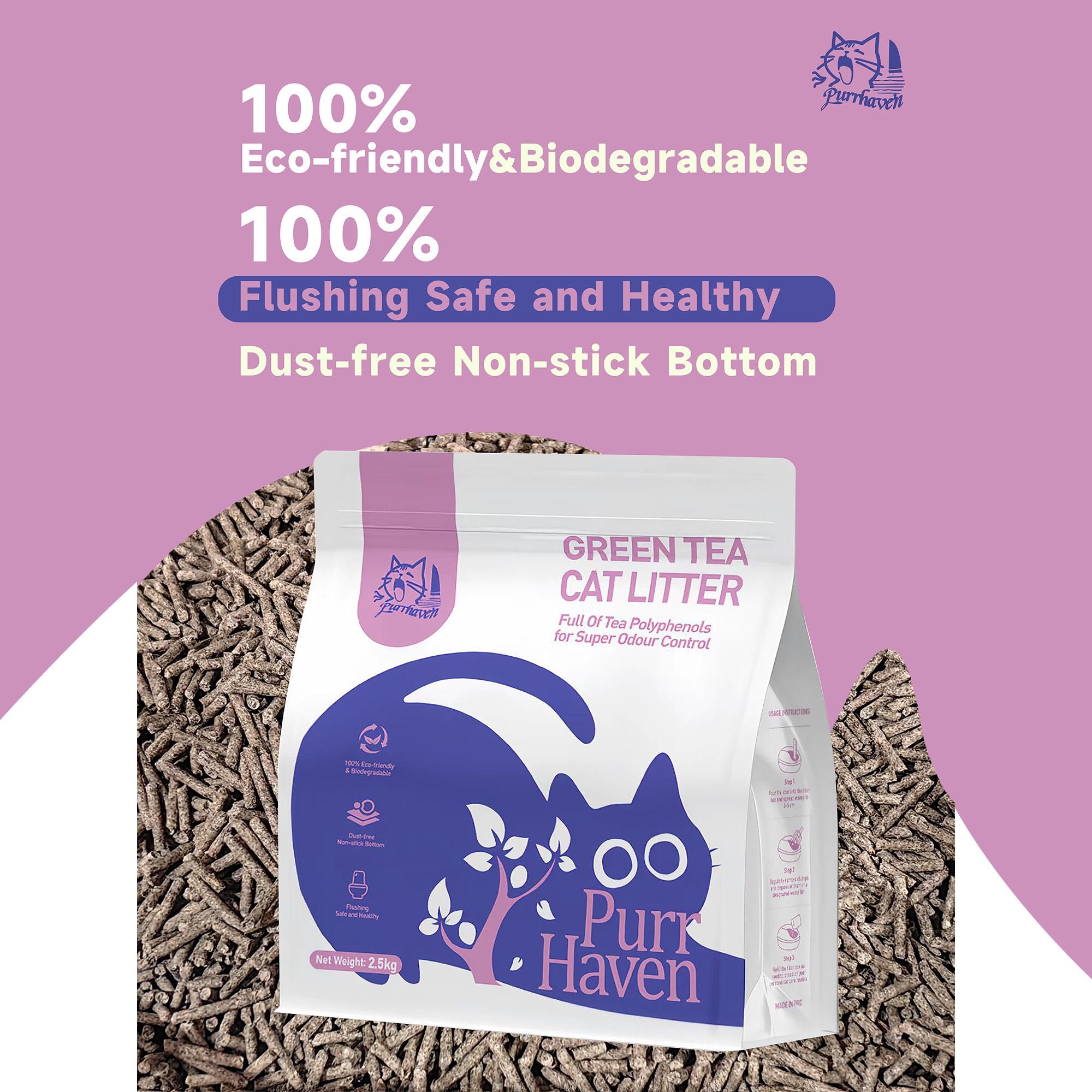 PurrHaven Tapioca Clumping Cat Litter 7.5kg 3 Pack Dust Free Odour Control