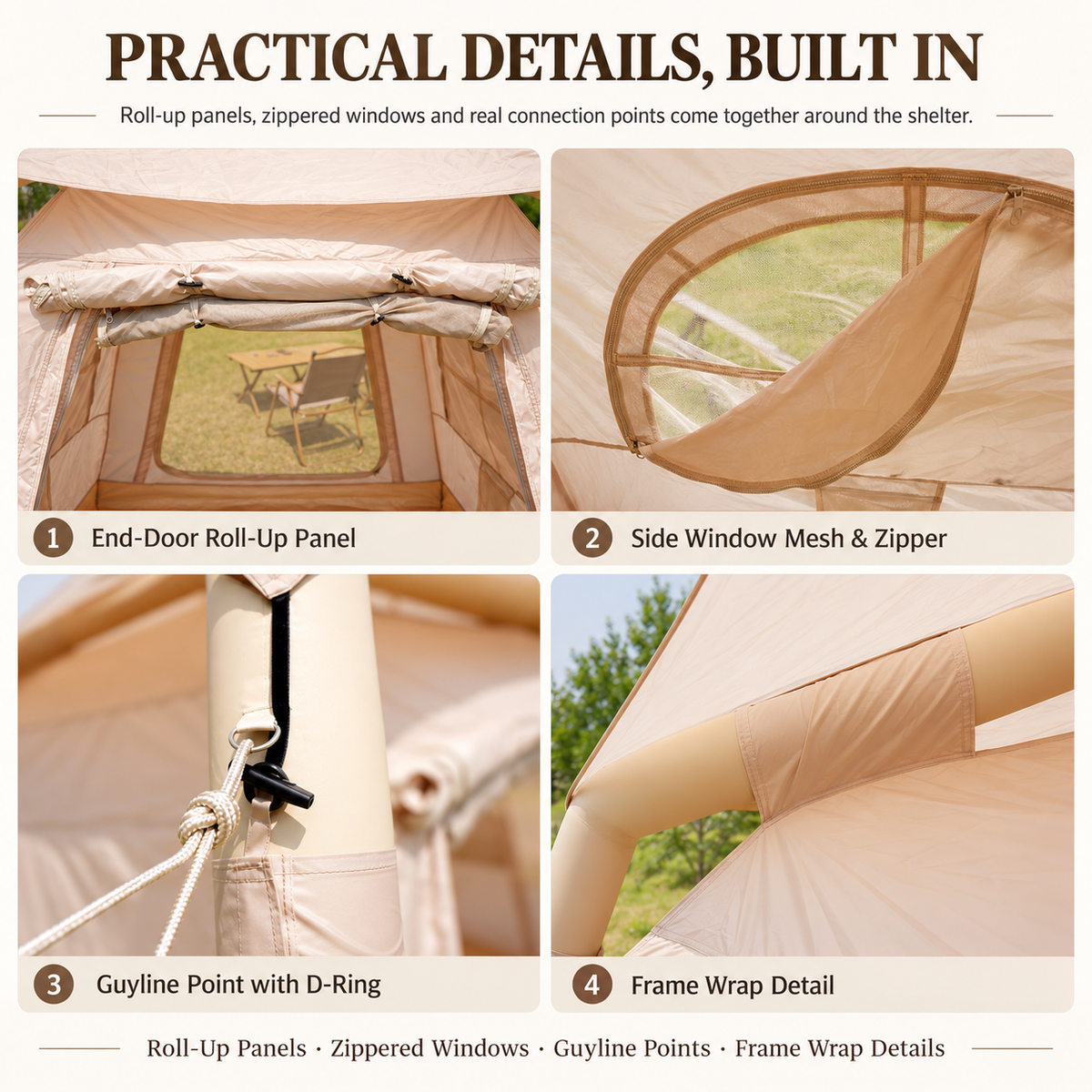 Weisshorn Inflatable Camping Tent Dual Doors Arched Windows 300x400cm