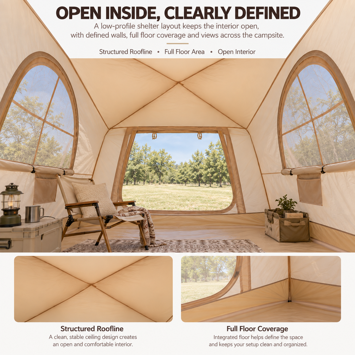 Weisshorn Inflatable Camping Tent Dual Doors Arched Windows 300x400cm