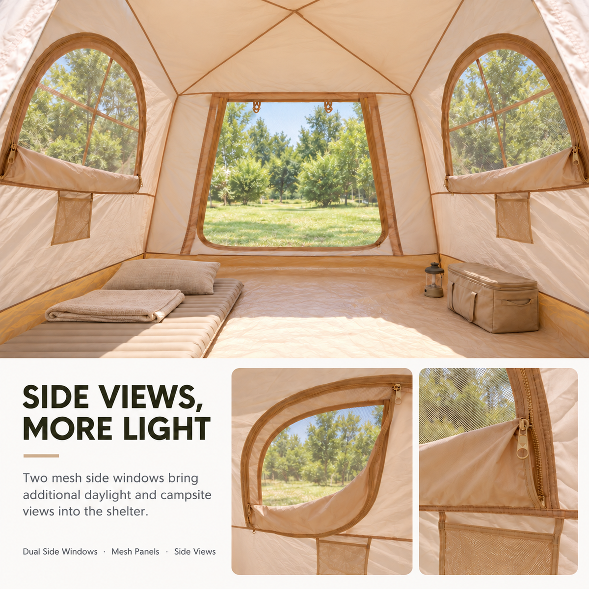 Weisshorn Inflatable Camping Tent Dual Doors Arched Windows 300x400cm