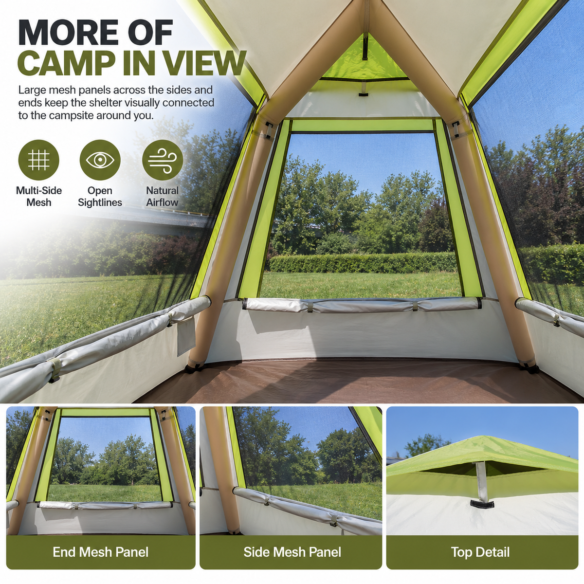 Weisshorn Inflatable Mesh Gazebo Tent Air Frame Extendable Canopy