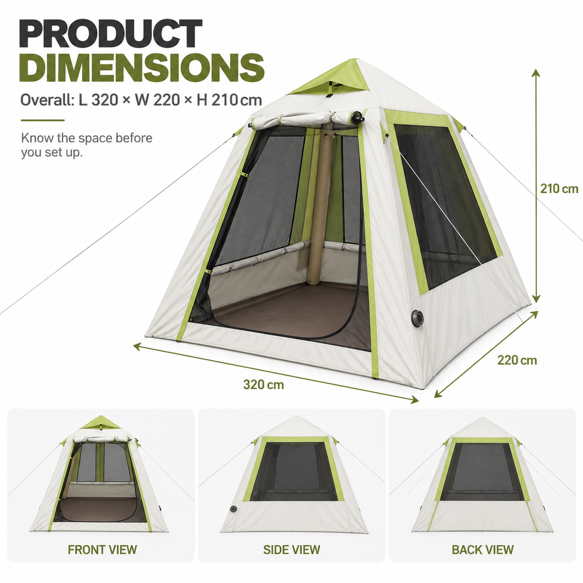 Weisshorn Inflatable Mesh Gazebo Tent Air Frame Extendable Canopy