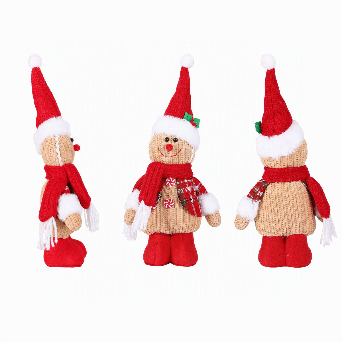 Jingle Jollys Christmas Gingerbread Man Standing Ornament Knitted Indoor Decor