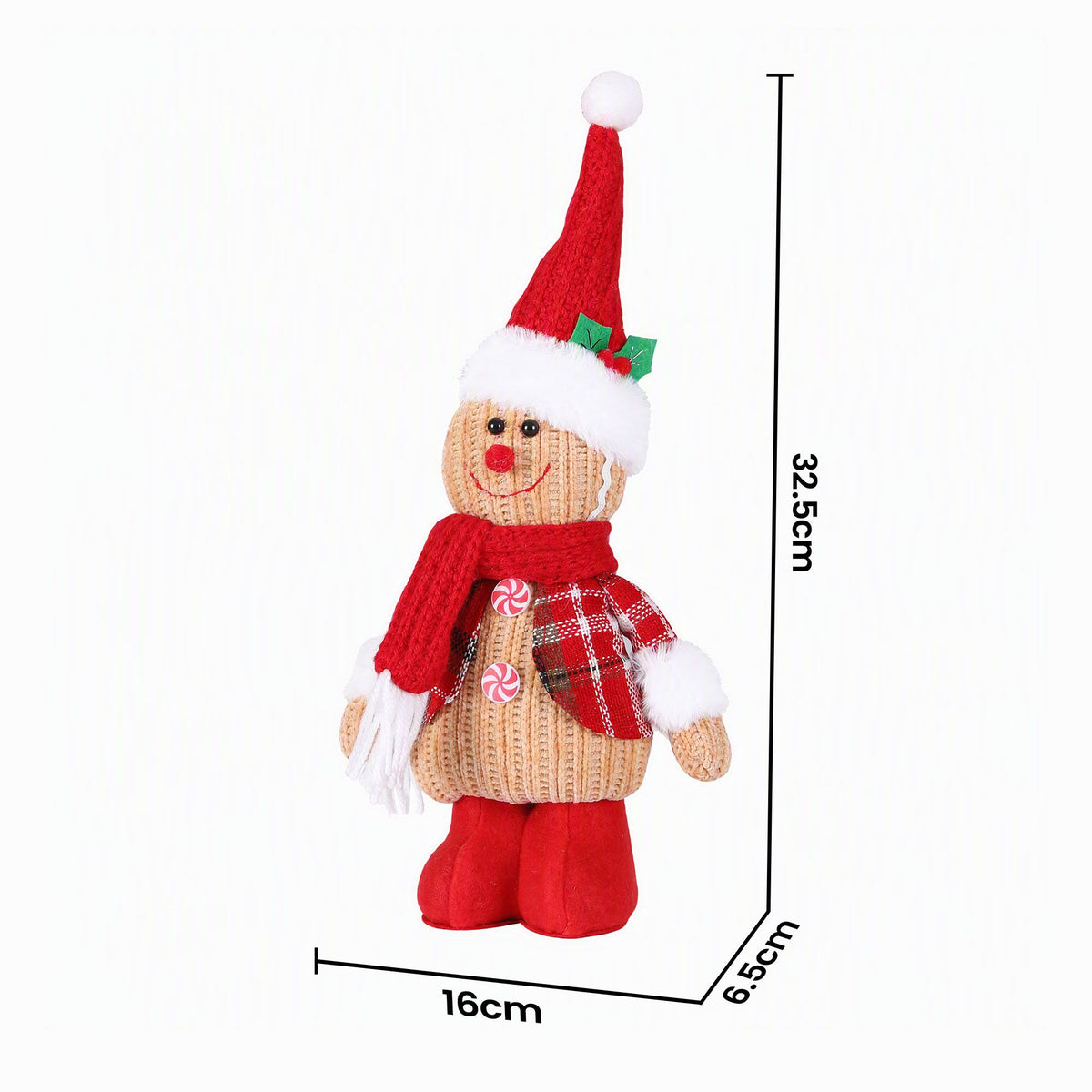 Jingle Jollys Christmas Gingerbread Man Standing Ornament Knitted Indoor Decor