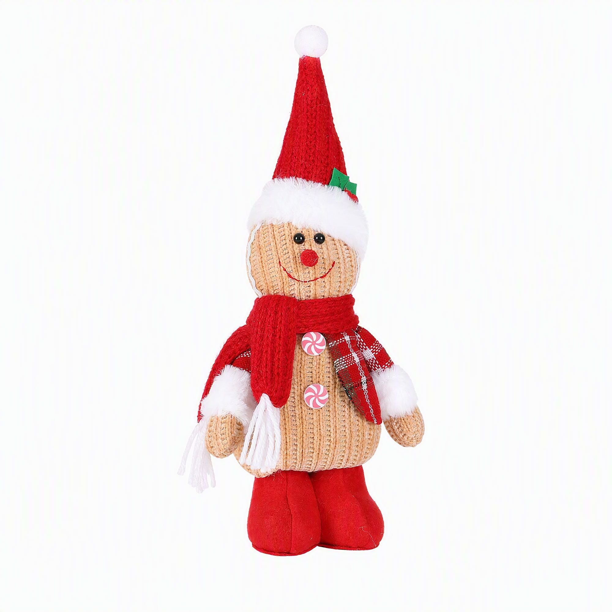 Jingle Jollys Christmas Gingerbread Man Standing Ornament Knitted Indoor Decor