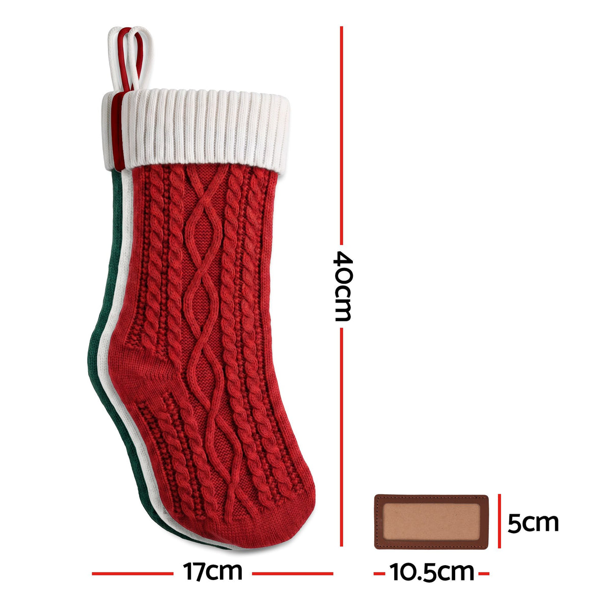 Jingle Jollys 3PCS Personalized Christmas Stockings with Leather Patches 16 Inch