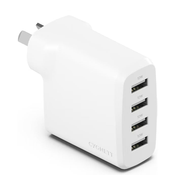 Cygnett PowerPlus 24W Multi Port USB-A Wall Charger White