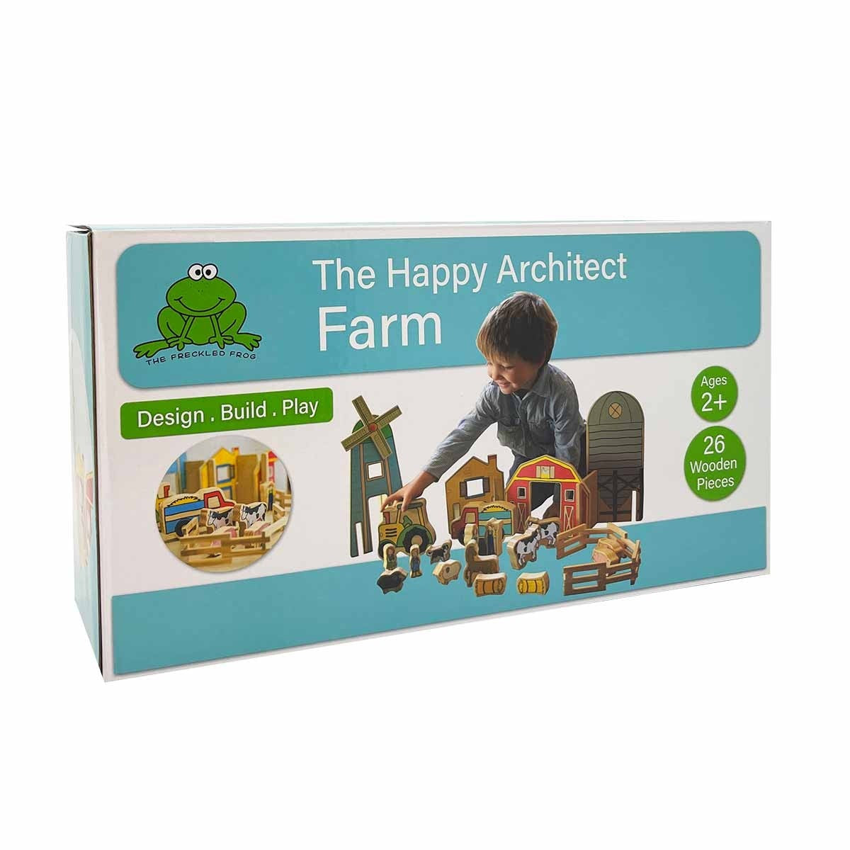 Wooden Farm Play Set with Buildings, Animals & Vehicles - 26 Piece Activity Set