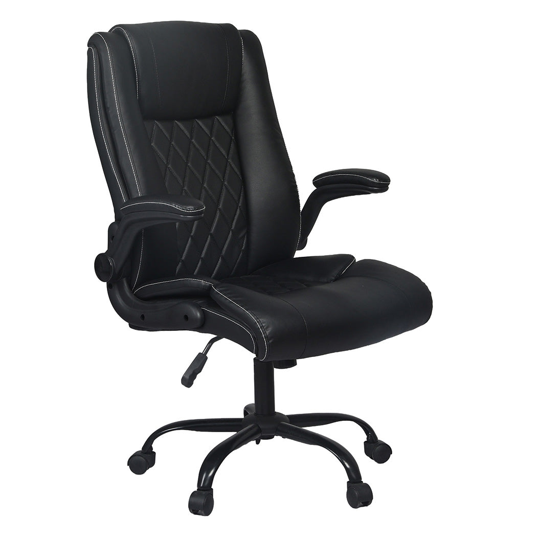 Levede Executive Office Chair Footrest PU Leather Tilt Gaming Work Seat Black-2050056783220838400