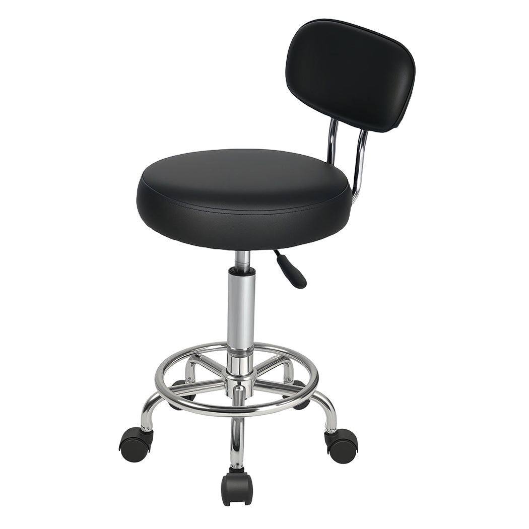 Levede Swivel Office Chair Round Rolling Stools PU Leather Height Adjustable-2065254289445621760