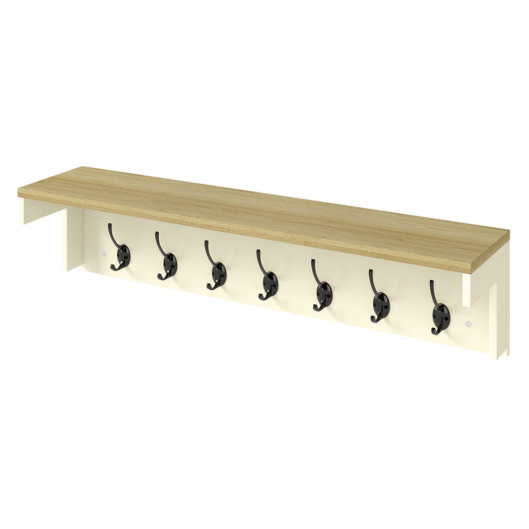 Levede Coat Rack Wall Mounted Shelf 7 Double Hooks Storage Entryway Hallway-2065254290527752192
