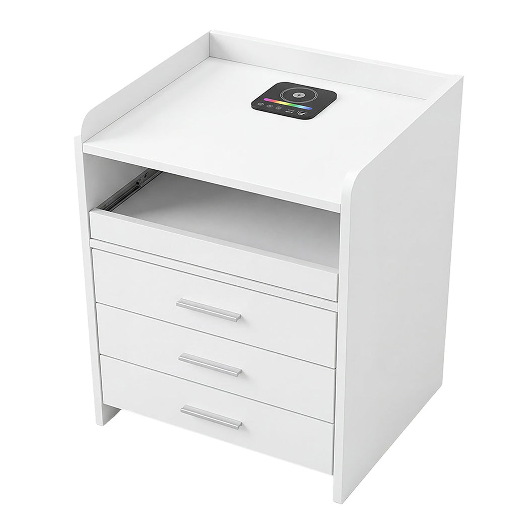 Levede Smart Bedside Table USB Wireless Charging Motion Sensor Light Nightstand-2065254302682845184