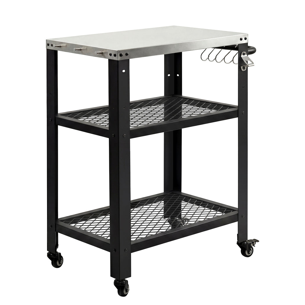 Levede Outdoor Kitchen Cart Mobile BBQ Grill Trolley Stainless Steel Prep Table-2050059021725077504