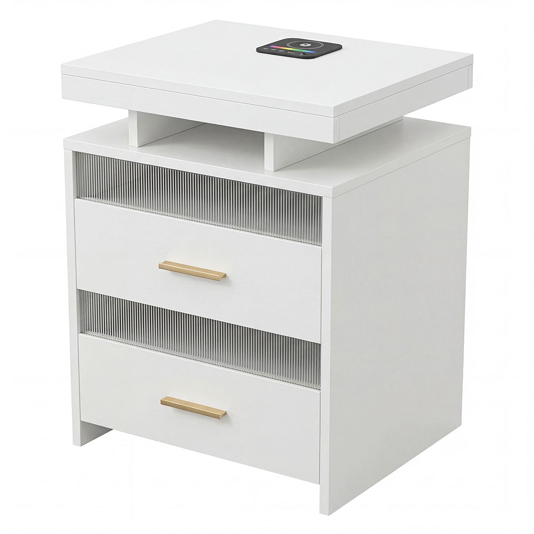 Levede Smart Bedside Table RGB Motion Sensor Charging Nightstand Bedroom Modern-2050056780293214208