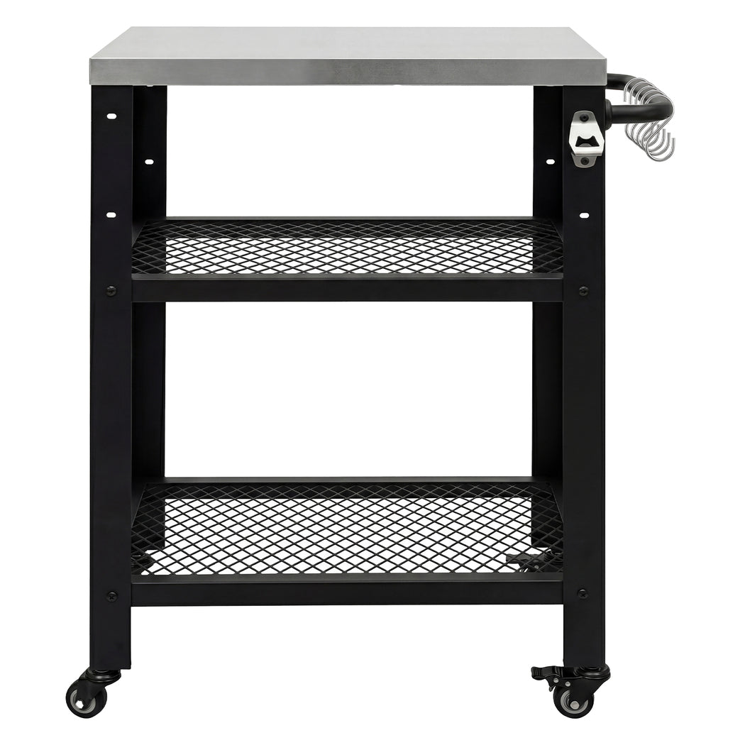 Levede Outdoor Kitchen Cart Mobile BBQ Grill Trolley Stainless Steel Prep Table-2050059021725077505