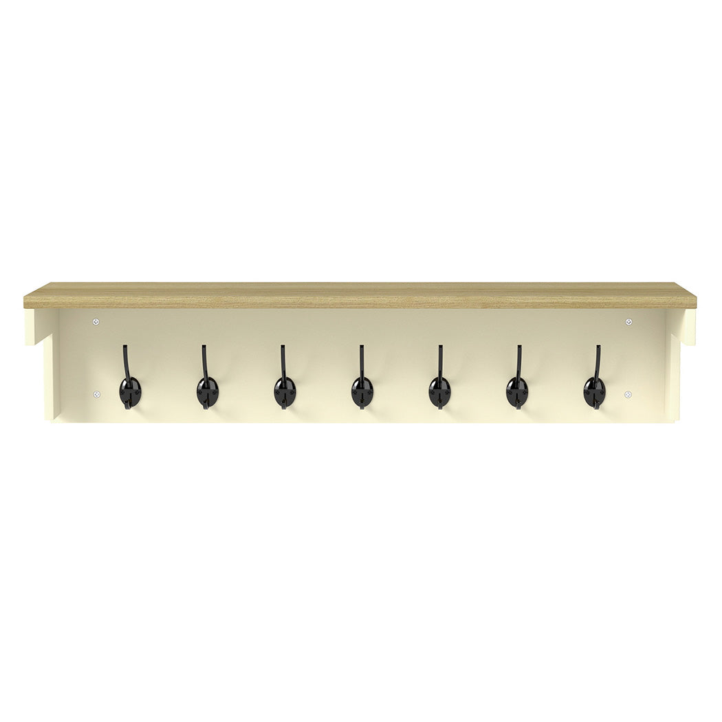 Levede Coat Rack Wall Mounted Shelf 7 Double Hooks Storage Entryway Hallway-2065254290527752193