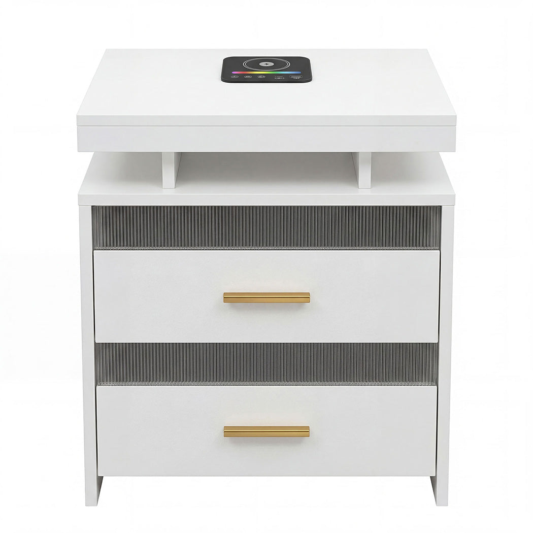 Levede Smart Bedside Table RGB Motion Sensor Charging Nightstand Bedroom Modern-2050056780293214209