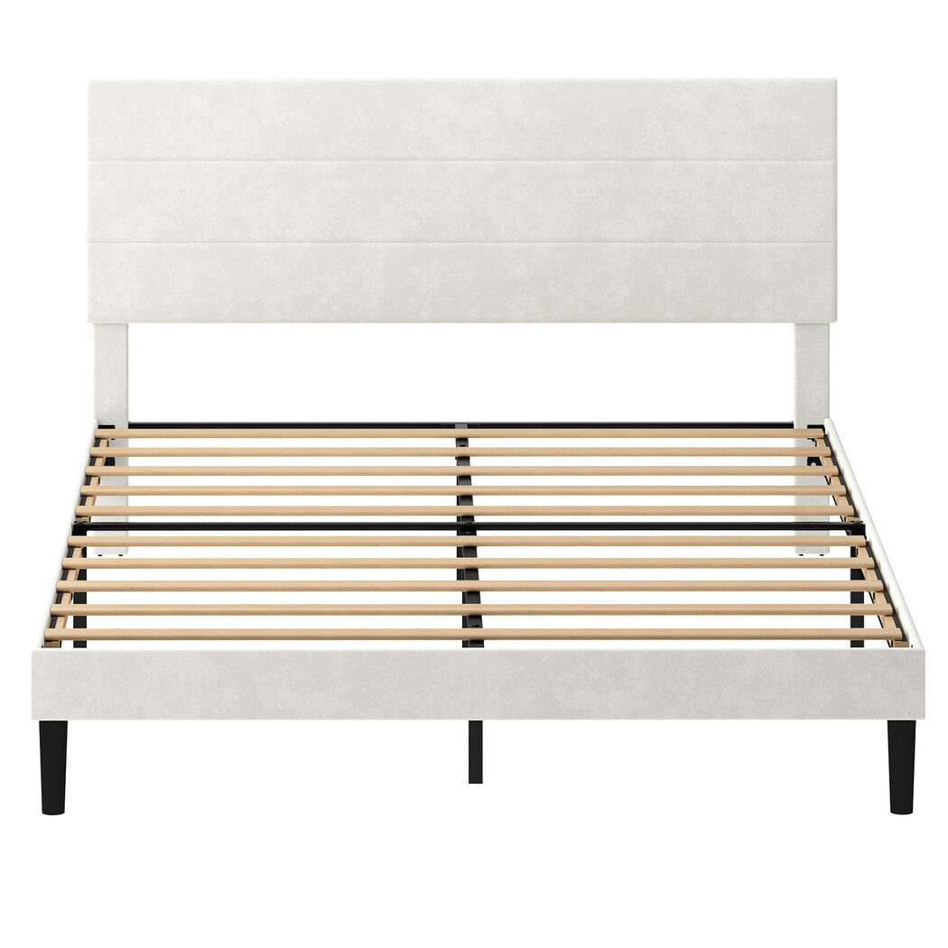 Levede Double Bed Frame Upholstered Adjustable Headboard Platform Mattress Base-2050056771569061889