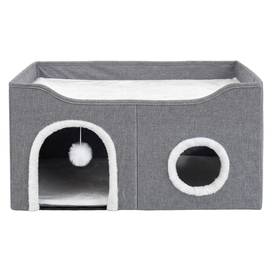Pawz Foldable Cat House Cave Bed Hideaway Interactive Nest Scratching Board-2050056785997467649