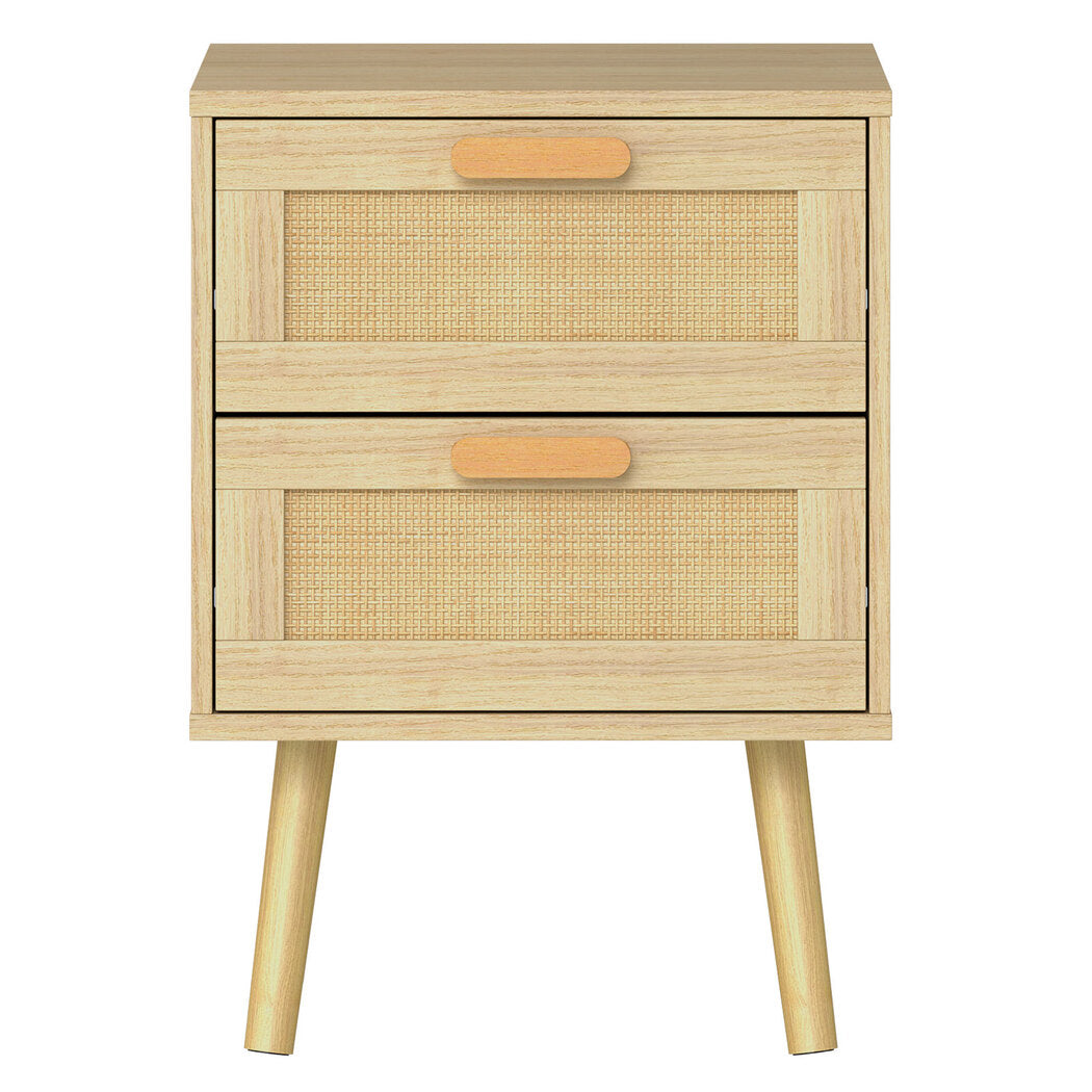 Levede 2x Bedside Tables Set Wooden Side Table Nigntstand Bedroom Rattan Drawers-2065254291689574401