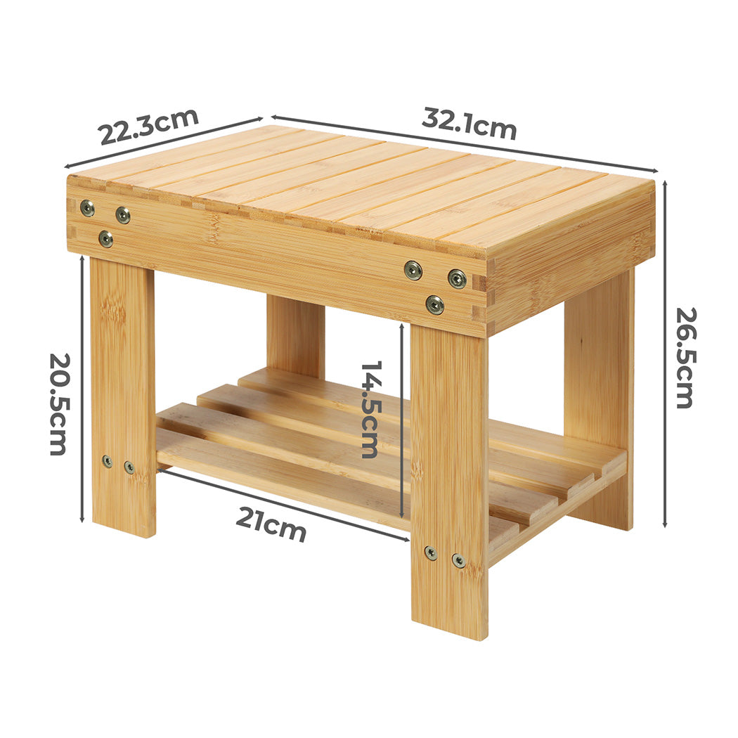Levede Bamboo Step Stool Small Bedside Stool Non-Slip Footrest Storage Chair-2050056760038920194