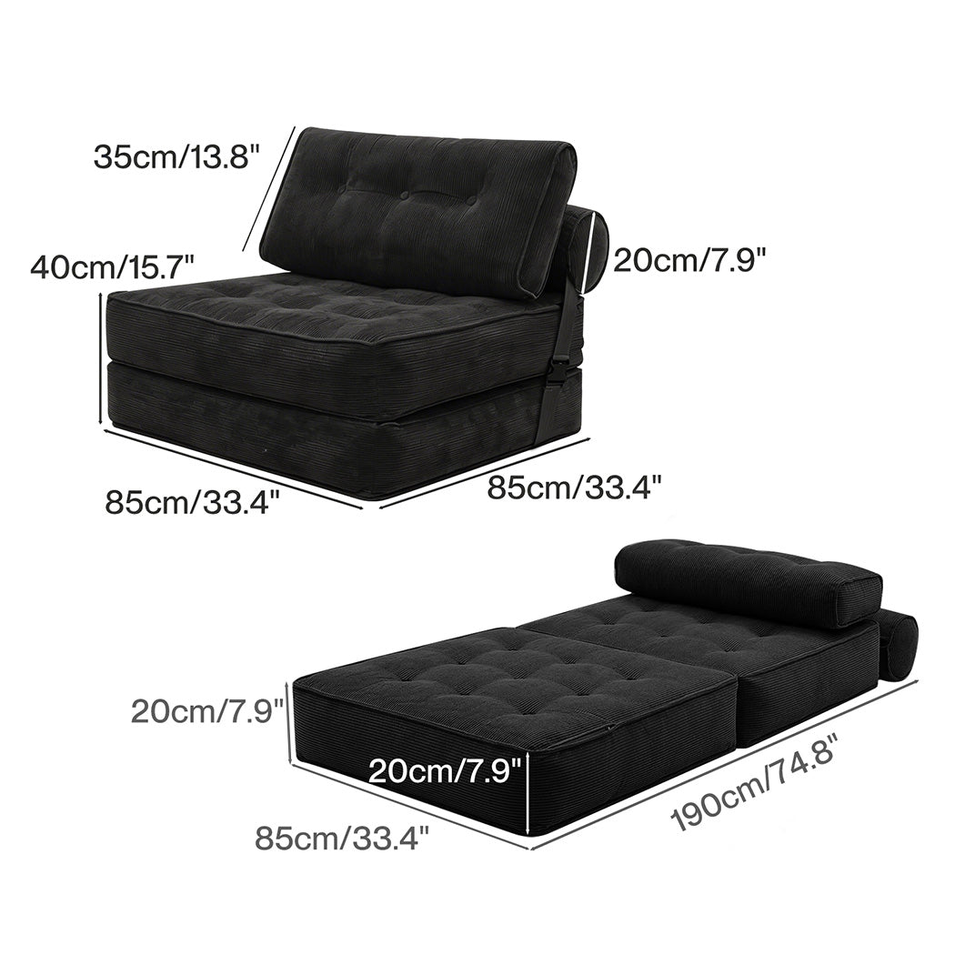 Levede 3 in 1 Convertible Sofa Bed Foldable Single Sleeper Chair Living Room-2050056788010733570