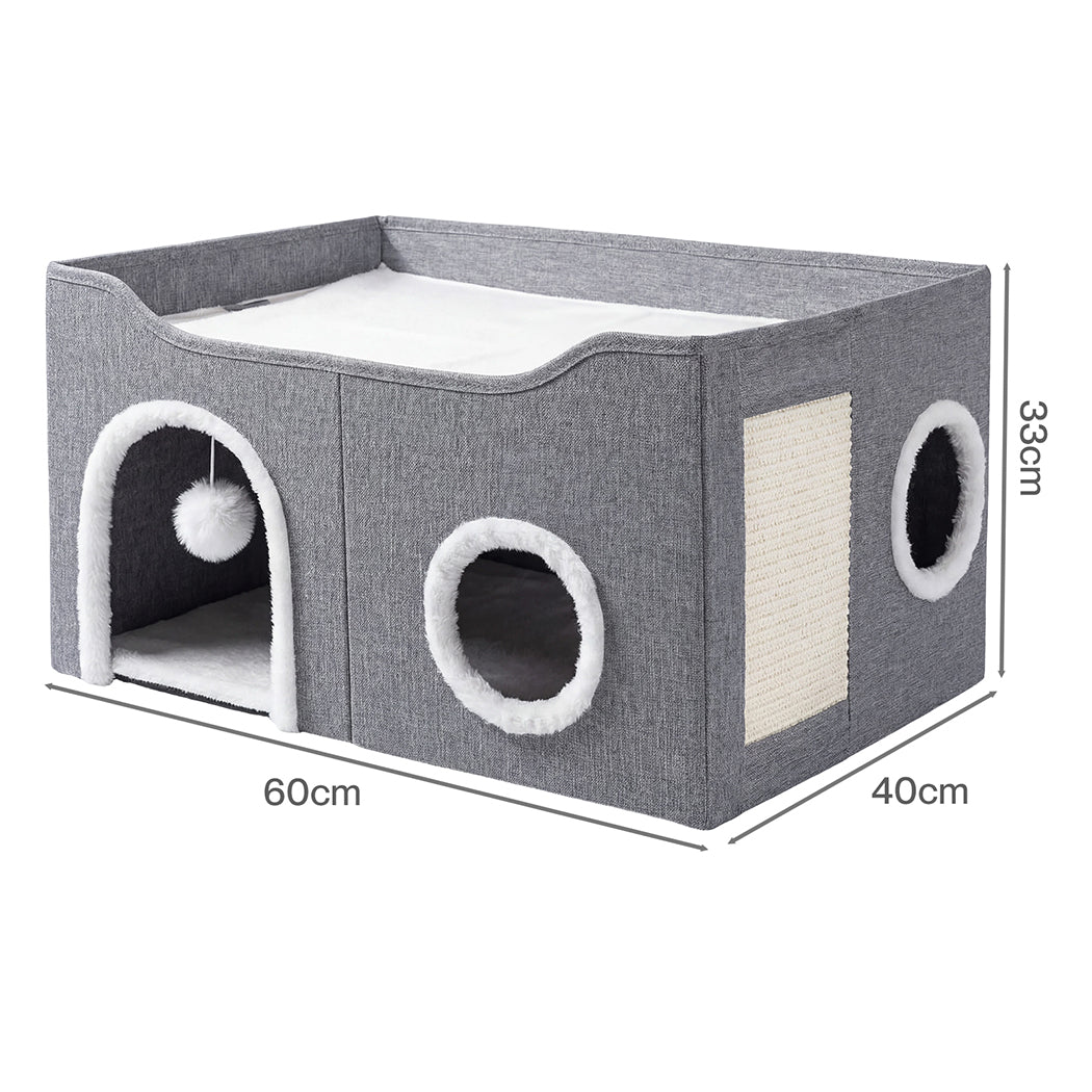 Pawz Foldable Cat House Cave Bed Hideaway Interactive Nest Scratching Board-2050056785997467650