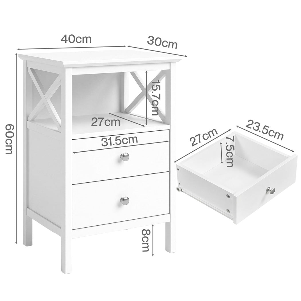 Levede Bedside Table Nightstand Side End Table 2 Drawers Storage Bedroom Cabinet-2050056781207572482