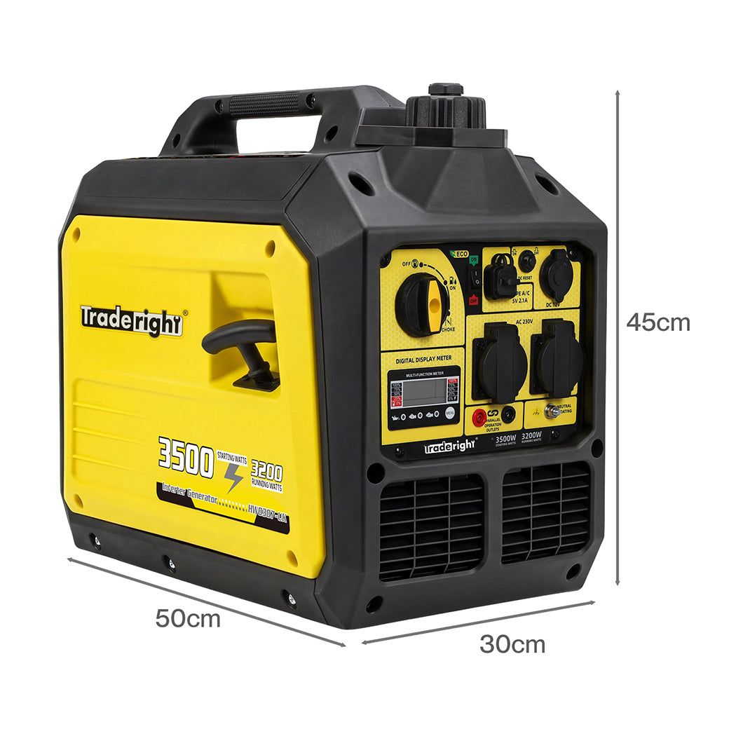 Traderight 3500W Petrol Inverter Generator Portable Silent Pure Sine Wave Power-2050056775461376002