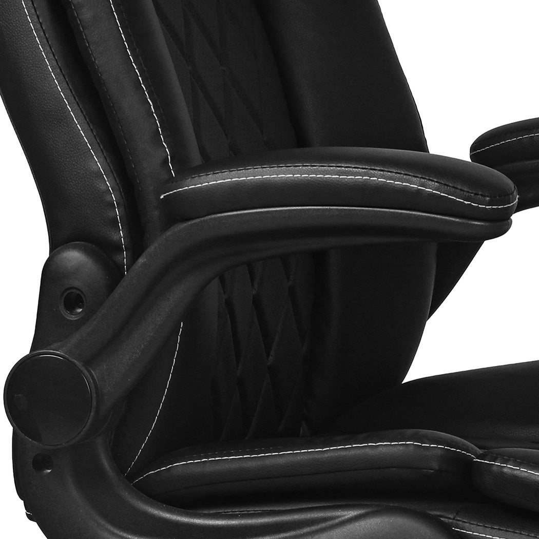 Levede Executive Office Chair Footrest PU Leather Tilt Gaming Work Seat Black-2050056783220838403