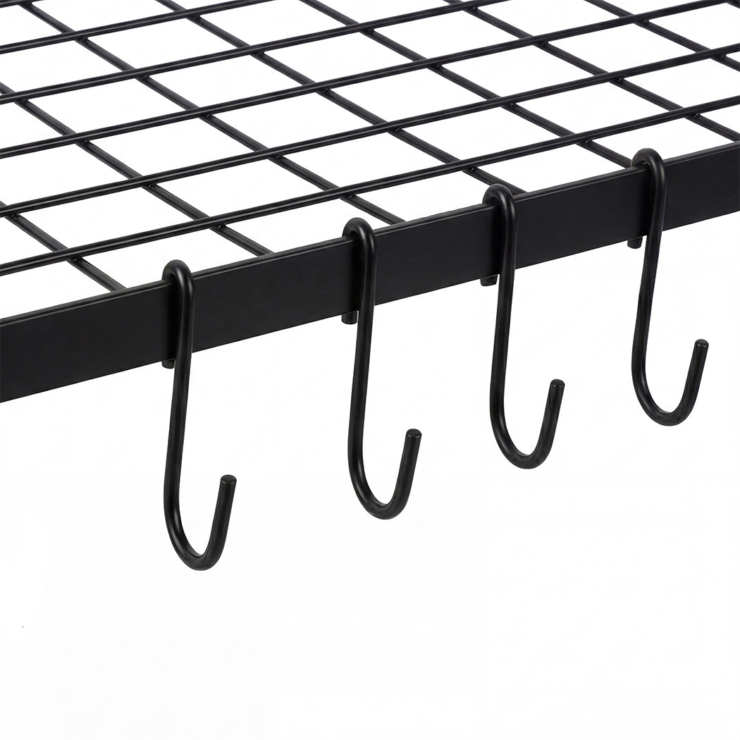 Toque Metal Pot Pan Rack Hanging Kitchen Shelf Wall Mounted Organizer 10 Hooks-2061251871485595651
