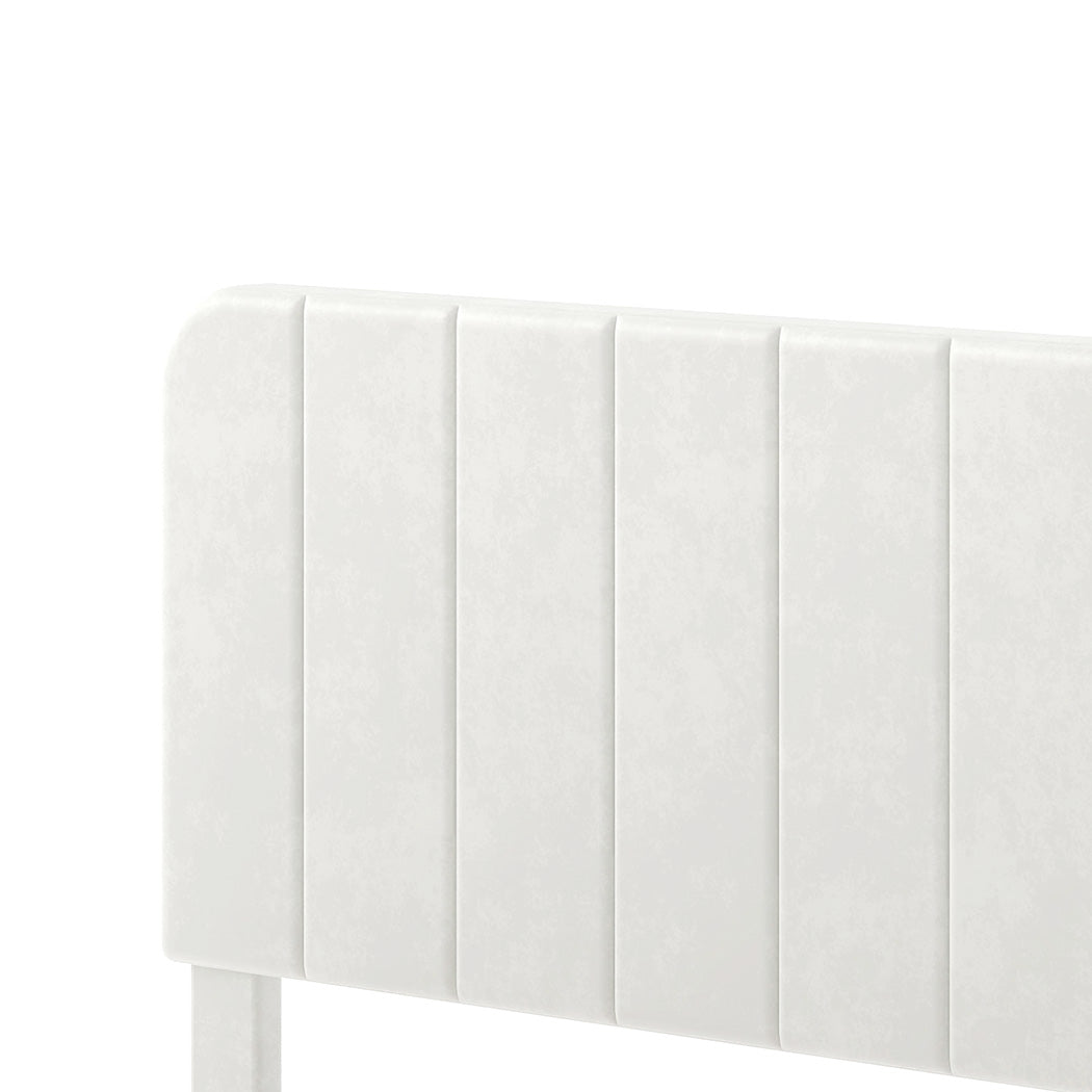 Levede Double Bed Frame Upholstered Adjustable Headboard Bed Platform White-2065254299478396931