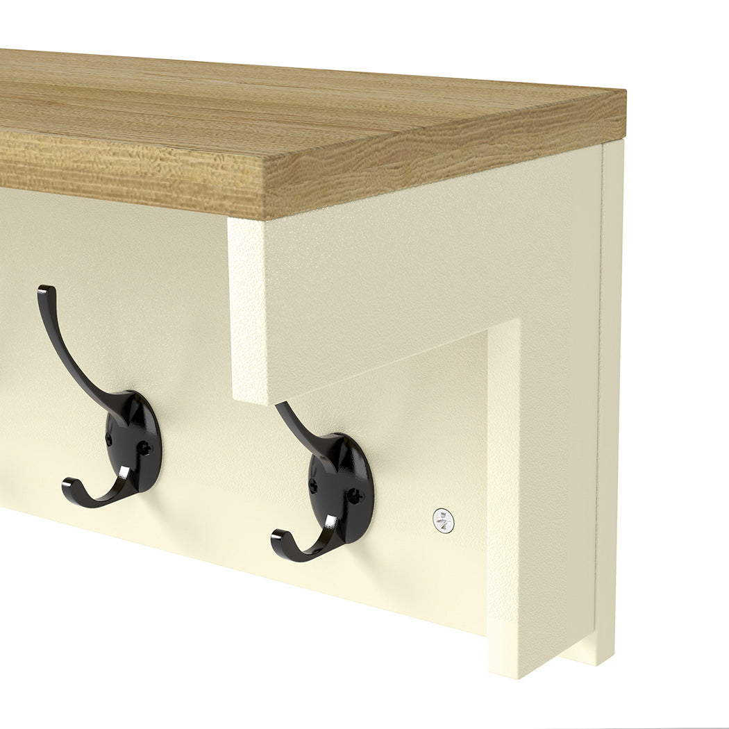 Levede Coat Rack Wall Mounted Shelf 7 Double Hooks Storage Entryway Hallway-2065254290527752195
