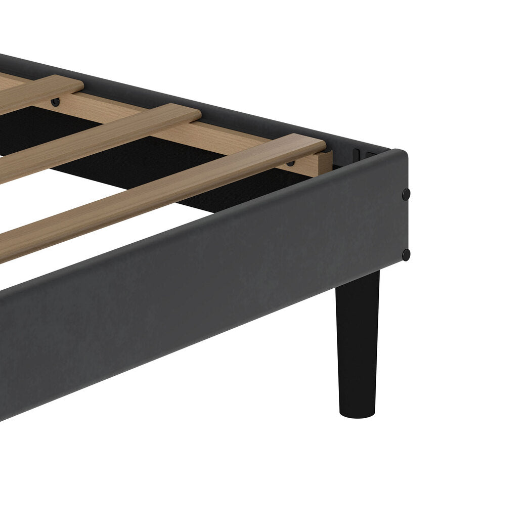 Levede Double Bed Frame Upholstered Adjustable Headboard Bed Platform Dark Grey-2050056771191574532