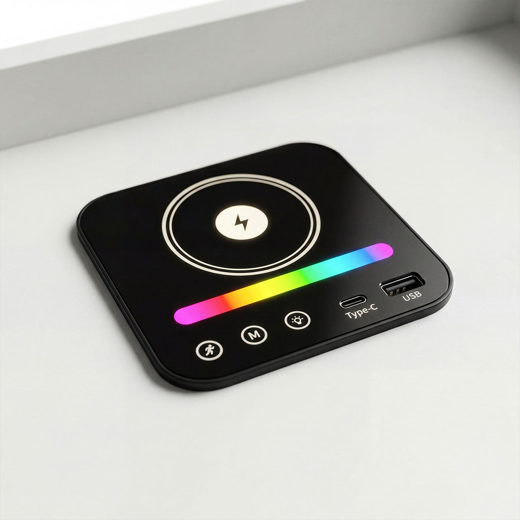 Levede Smart Bedside Table USB Wireless Charging Motion Sensor Light Nightstand-2065254302682845188