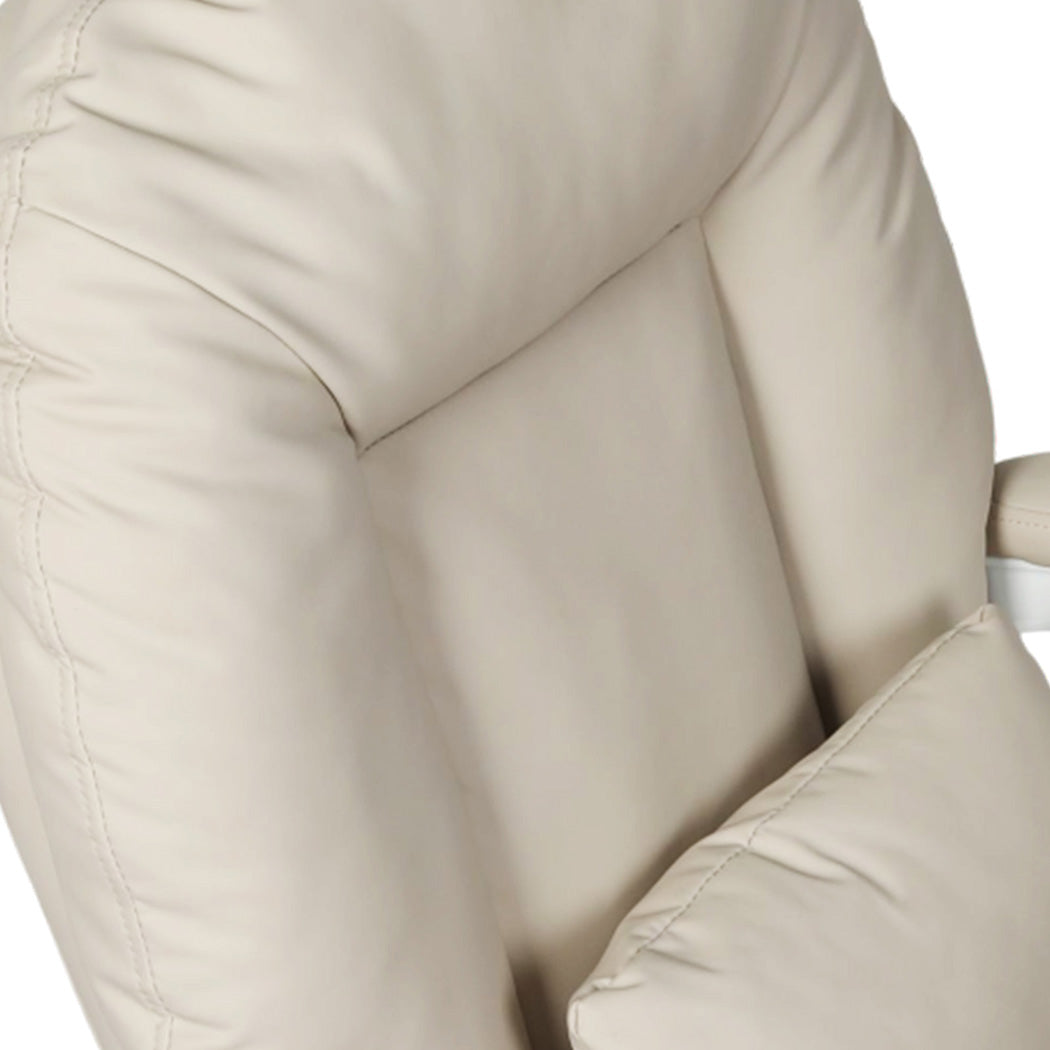 Levede Executive Office Chair Footrest PU Leather Tilt Gaming Work Seat Beige-2065254304113102852