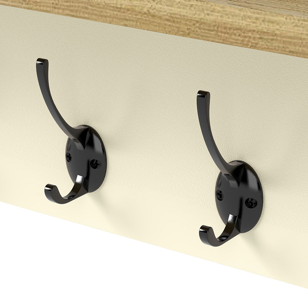 Levede Coat Rack Wall Mounted Shelf 7 Double Hooks Storage Entryway Hallway-2065254290527752196